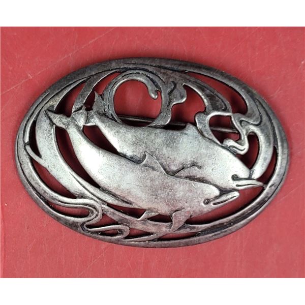 Sterling Dolphin Brooch