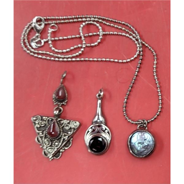 Sterling Lot w/ 2 Pendants & Necklace