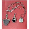 Image 2 : Sterling Lot w/ 2 Pendants & Necklace