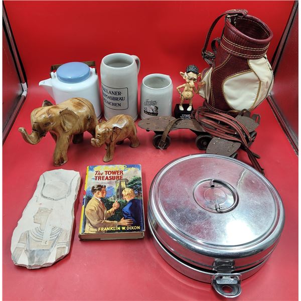 Variety Lot w/ The Hardy Boys Book, Film Canister, Steins, & More