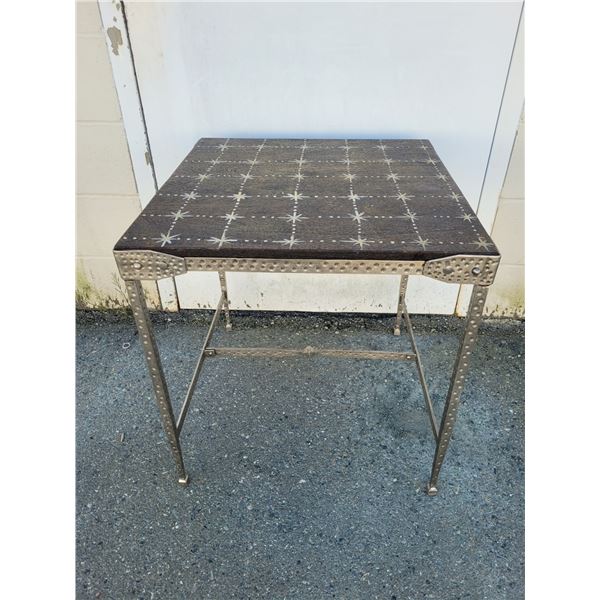 Hammered Stainless Steel Base Accent Table