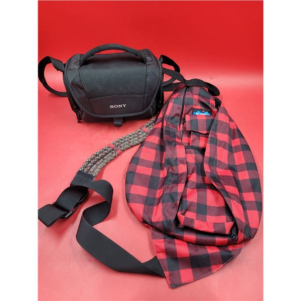 Kavu Plaid Rope Bag & Sony Carrying Case