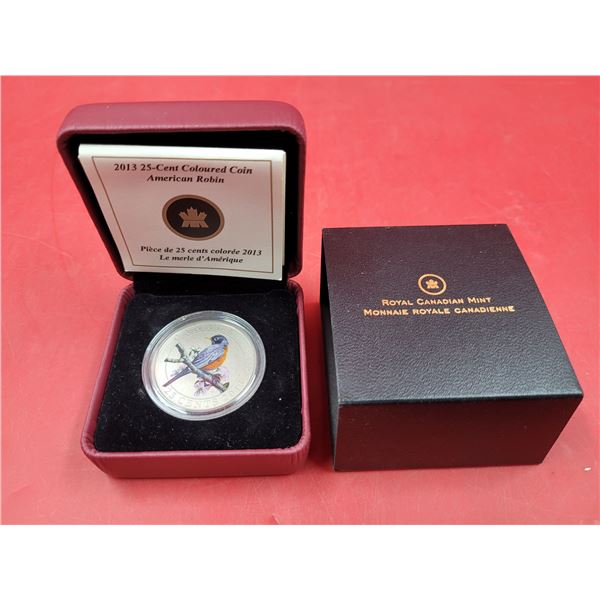 Royal Canadian Mint 2013 25-Cent American Robin Coloured Coin