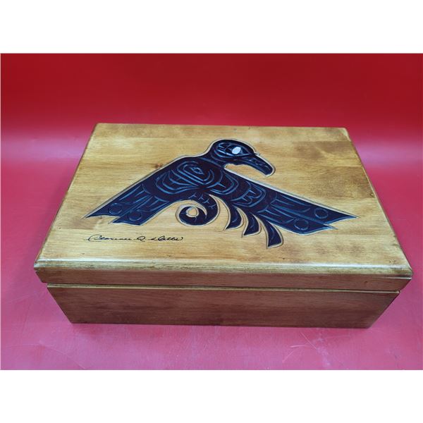 Handmade Signed Indigenous Art Wooden Box