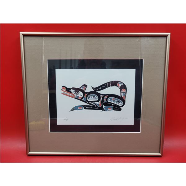 Framed & Signed Indigenous Wolf Print by Richard Shorty