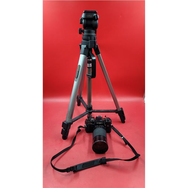 Optex Tripod & Minolta Camera w/ Skylight Lens