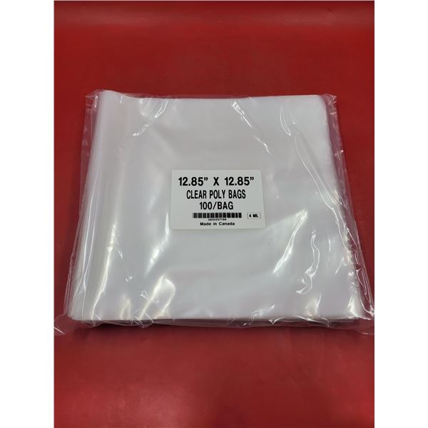 Lot of 12.85" x 12.85" Clear Poly Bags