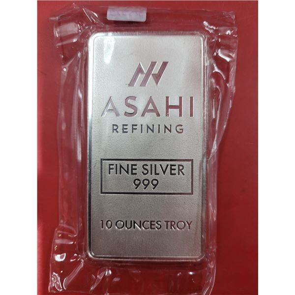 Asahi Refining 10 Ounces Troy Fine Silver 999 Bar