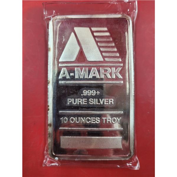 A-Mark 10 Ounces Troy Pure Silver 999+ Bar