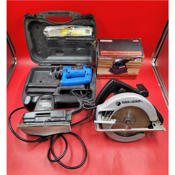 Assorted Tool Lot w/ Finishing Sander, Circular Saw, & More