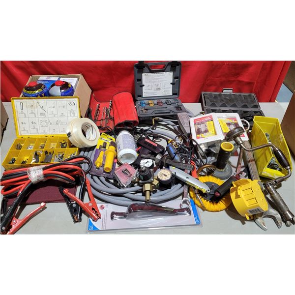 Fuel and transmission line disconnection set, brake pad sensor, soldering tool and assorted tools