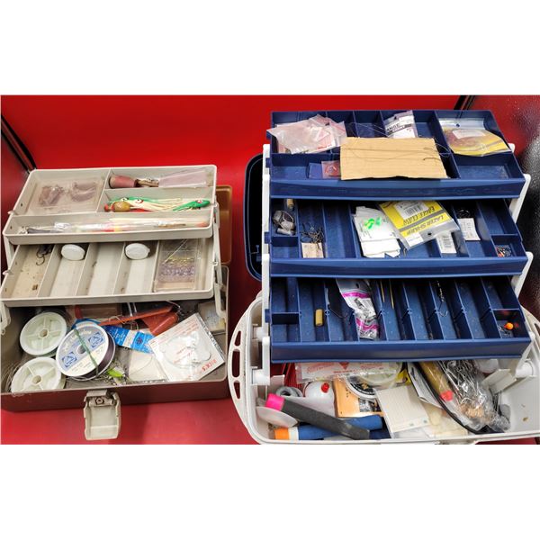 2 Fishing Tackle boxes wiht lures, bobbers and hooks