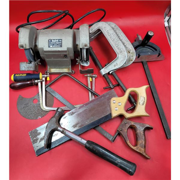 Shopcraft 5" bench grinder and assorted tools