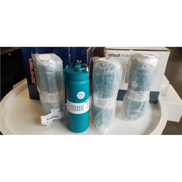 4 NEW ELLO COOPER 22 OZ STAINLES STEEL WATER BOTTLES WITH STRAW AND CARRY HANDLE