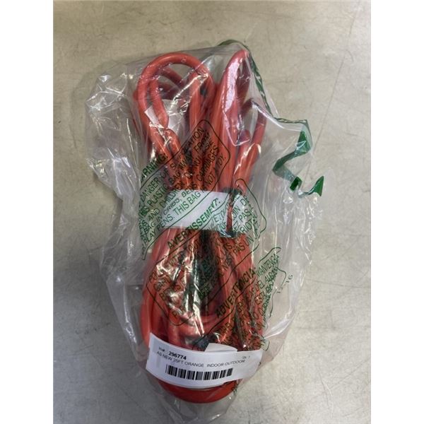 AS NEW 25FT ORANGE  INDOOR OUTDOOR HEAVY DUTY LIGHTED 3 WIRE GROUNDED EXTENSION CORD 14AWG