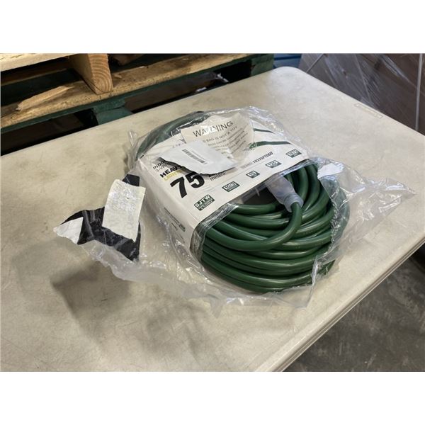 AS NEW 75FT GREEN  INDOOR OUTDOOR HEAVY DUTY LIGHTED 3 WIRE GROUNDED EXTENSION CORD 10AWG