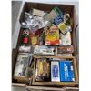 Image 1 : TRAY OF SHOP SUPPLIES INCLUDING SPARK PLUGS STAPLES, ROTARY CUTTER BLADES