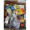 Image 3 : TRAY OF SHOP SUPPLIES INCLUDING SPARK PLUGS STAPLES, ROTARY CUTTER BLADES
