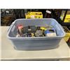 Image 1 : TOTE OF ASSORTED HAND TOOLS AND SHOP SUPPLY
