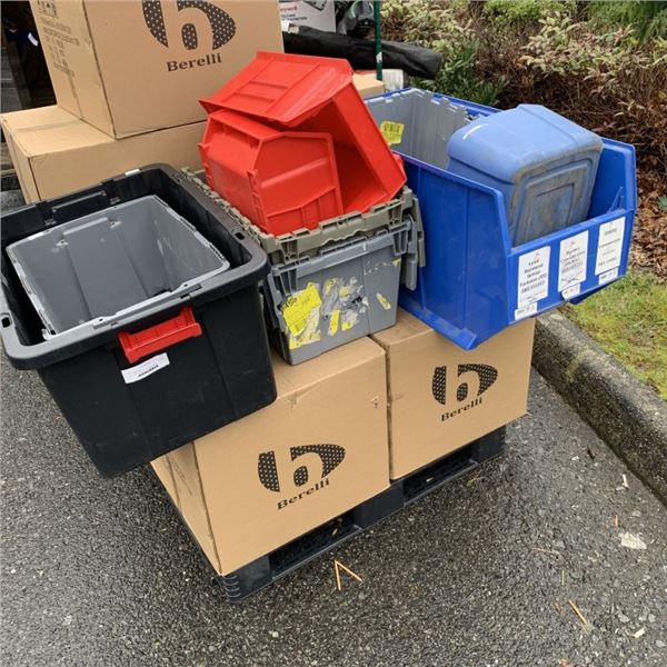 LOT OF STORAGE TOTES AND BINS