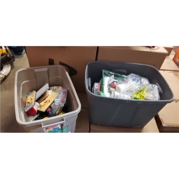 2 TOTES OF ASSORTED PAINTING SUPPLIES