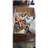 Image 1 : BOX OF TOOLS,, MEASURING TIPS, SHOP SUPPLIES AND MORE