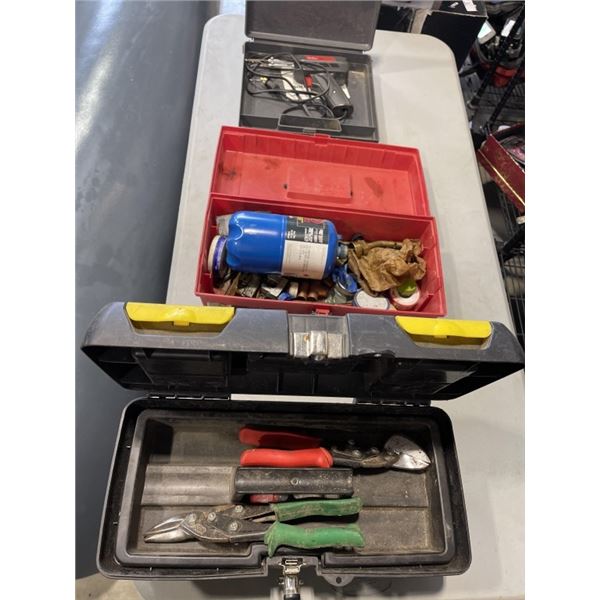 SOLDERING GUN AND TWO SMALL TOOLBOXES AND CONTENTS