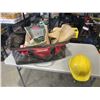 Image 1 : TOOL TOTE OF ASSORTED HAND TOOLS AND SHOP SUPPLY