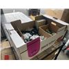 Image 1 : TRAY OIF ASSORTED STAINLESS BOLTS AND SCREWS, DOOR HARDWARE, ELECTRICAL CONNECTORS ETC