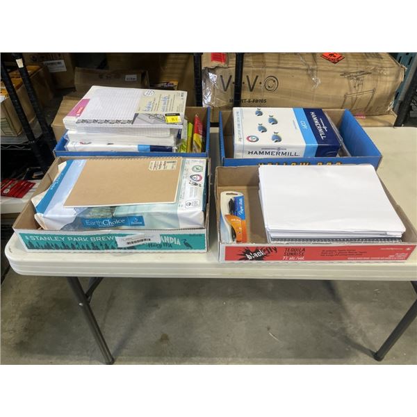 4 TRAYS OF ASSORTED OFFICE SUPPLIES, MAINLY PAPER