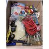 Image 1 : BOX OF TOOLS, ELECTRICAL TAPE, VACUUM STORAGE BAGS AND MORE
