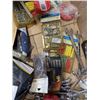 Image 4 : BOX OF TOOLS, ELECTRICAL TAPE, VACUUM STORAGE BAGS AND MORE