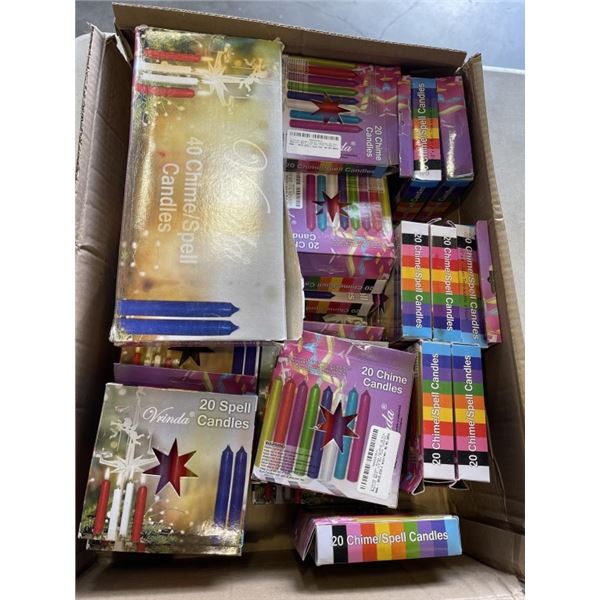 TRAY LOT OF NEW ASSORTED CANDLES