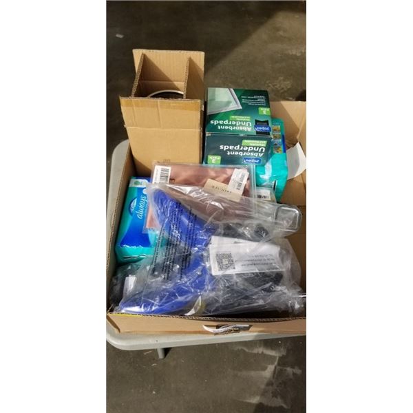 LARGE LOT OF NEW AMAZON OVERSTOCK INLCUDING LADIES ABSORBENT PADS, GLADE CANDLES, SHOES STRETCHERS E