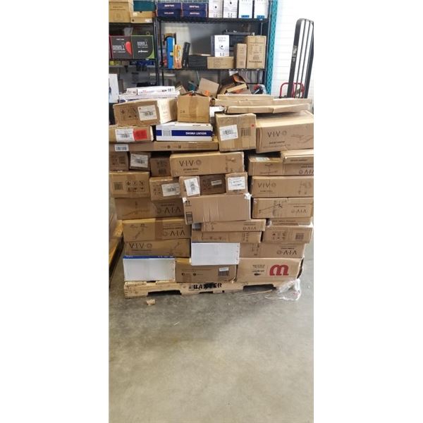 HUGE PALLET OF ASSORTED VIVO MOUNTS AND DESK ACCESSORIES ETC
