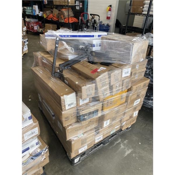 HUGE PALLET OF ASSORTED VIVO MOUNTS AND DESK ACCESSORIES ETC