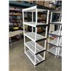 Image 2 : WHITE 4 TIER PLASTIC SHELVING UNIT APPROX 6FT TALL, 36" x 18"