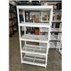 Image 1 : WHITE 4 TIER PLASTIC SHELVING UNIT APPROX 6FT TALL, 36" x 18"