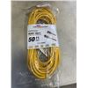 Image 1 : AS NEW 50FT YELLOW  INDOOR OUTDOOR HEAVY DUTY LIGHTED 3 WIRE GROUNDED EXTENSION CORD 14AWG