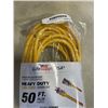 Image 2 : AS NEW 50FT YELLOW  INDOOR OUTDOOR HEAVY DUTY LIGHTED 3 WIRE GROUNDED EXTENSION CORD 14AWG