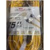 Image 3 : AS NEW 75FT YELLOW  INDOOR OUTDOOR HEAVY DUTY LIGHTED 3 WIRE GROUNDED EXTENSION CORD 14AWG