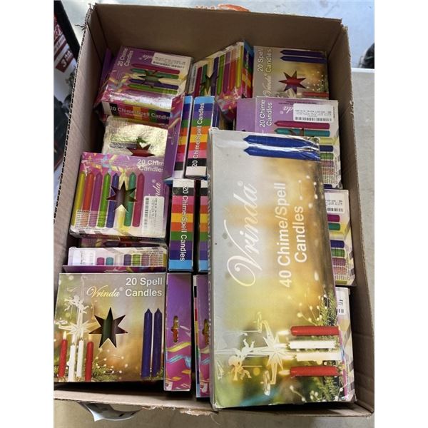 TRAY LOT OF NEW ASSORTED CANDLES