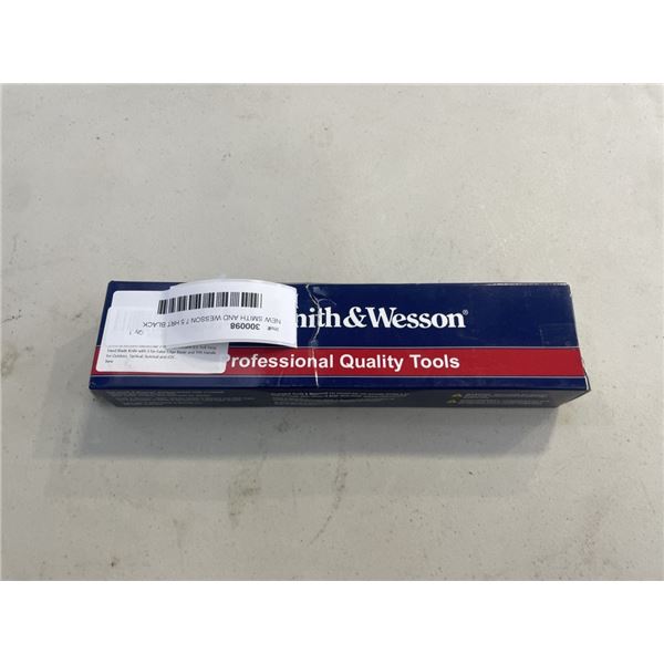 NEW SMITH AND WESSON 7.5 HRT BLACK FALSE EDGE BOOT KNIFE, HIGH CARBON SS