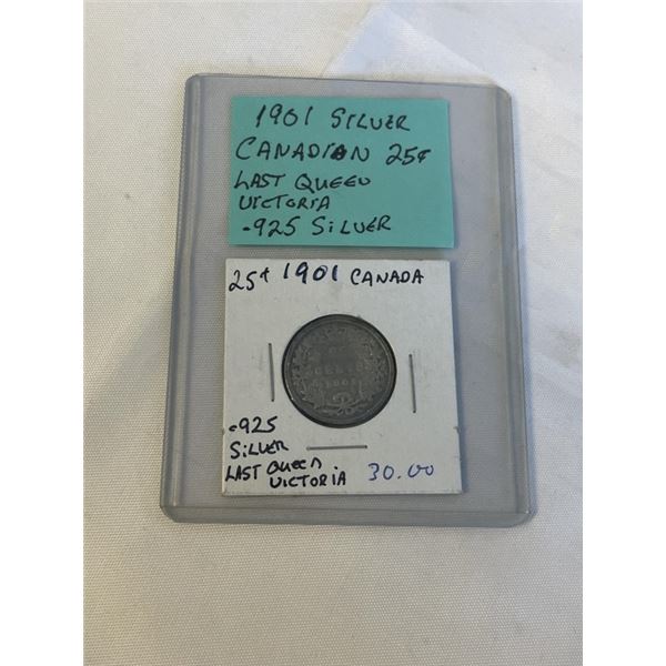 1901 SILVER (.925) 25 CENT LAST QUEEN VICTORIA