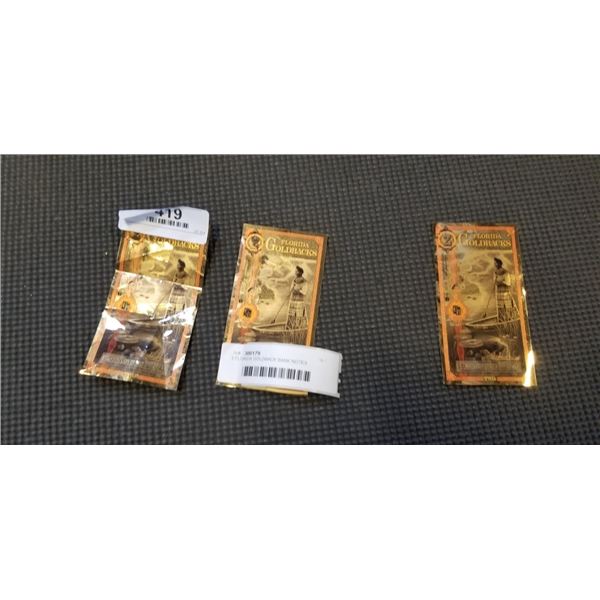 3 FLORIDA GOLDBACK BANK NOTES