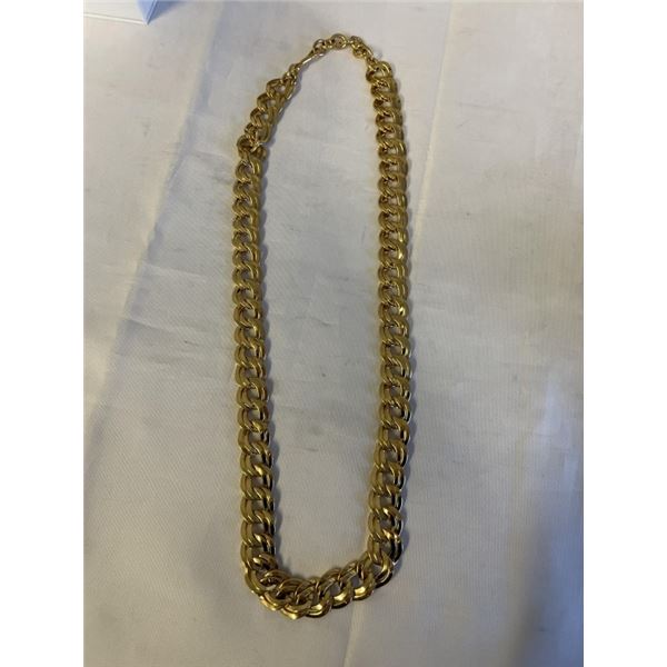 VINTAGE GOLD PLATED DOUBLE LINKS CHAIN NECKLACE, EXTREME HEAVY 24" LENGTH