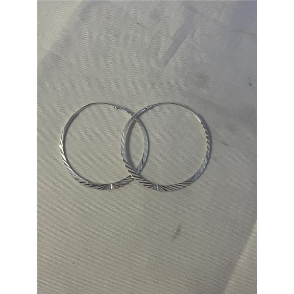 PAIR OF LARGE STERLING SILVER HOOP EARRINGS MARKED 925