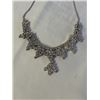 Image 2 : VINTAGE SILVER W/ CRYSTAL STONES CHOKER NECKLACE 13" LENGTH