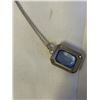 Image 3 : VINTAGE STERLING SILVER W/ BLUE TOPAZ QUARTZ STONE PENDANT NECKLACE MARKED 925