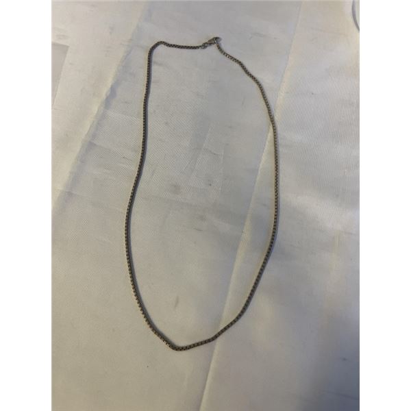 STERLING SILVER BOX LINK CHAIN NECKLACE, MARKED 925 23" LENGTH 13.4 GRAMS